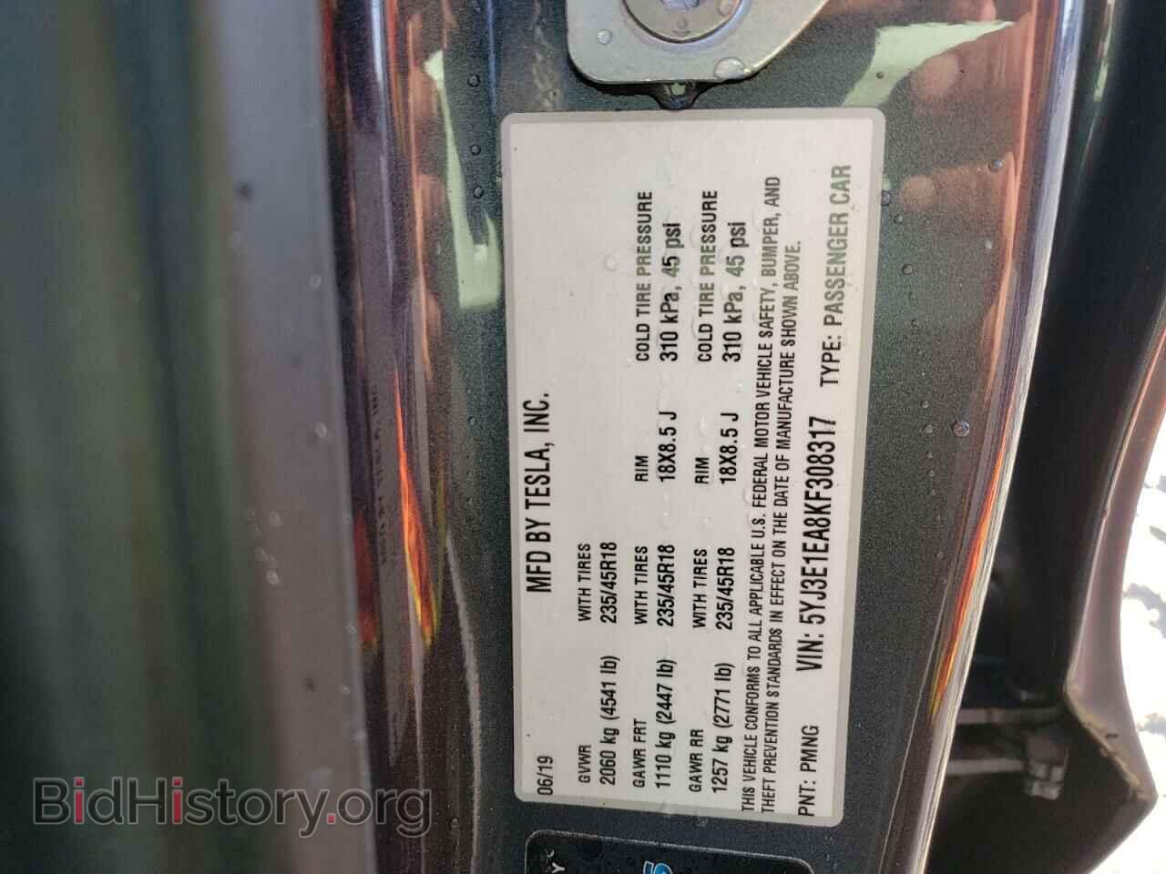 2019 TESLA MODEL 3 - VIN: 5YJ3E1EA8KF308317 - Фото 12