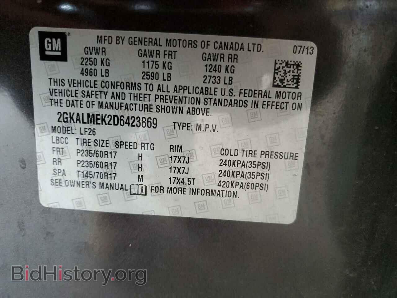 2013 GMC TERRAIN - VIN: 2GKALMEK2D6423869 - Фото 12