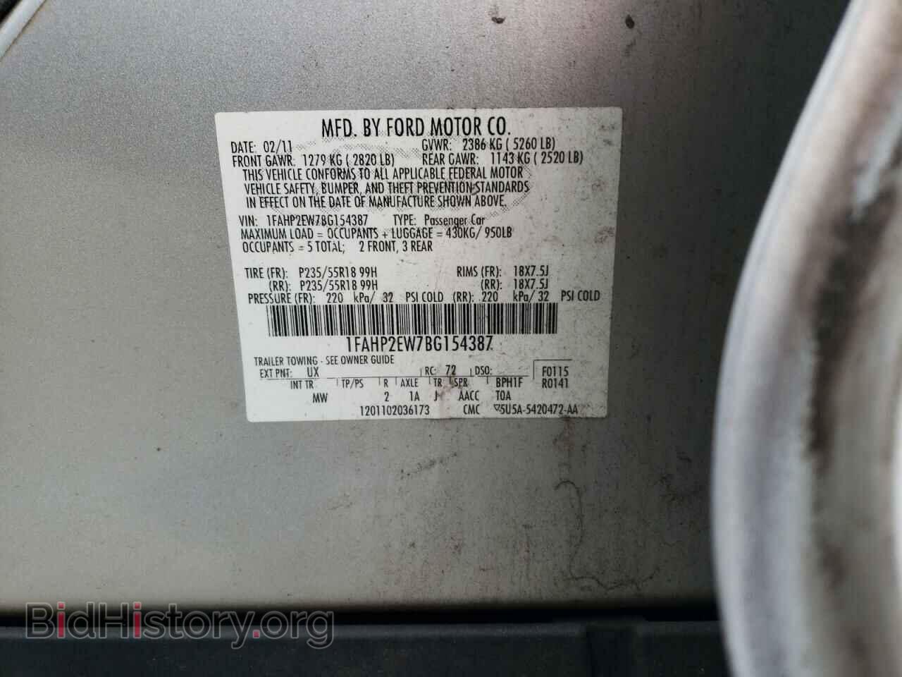 2011 FORD TAURUS - VIN: 1FAHP2EW7BG154387 - Photo 10