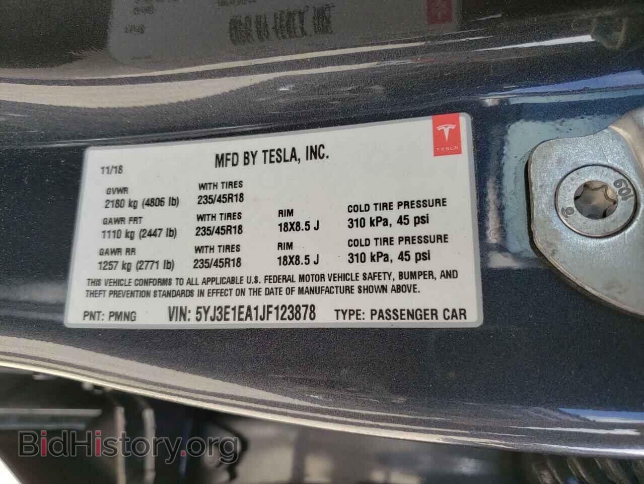 2018 TESLA MODEL 3 - VIN: 5YJ3E1EA1JF123878 - Фото 13