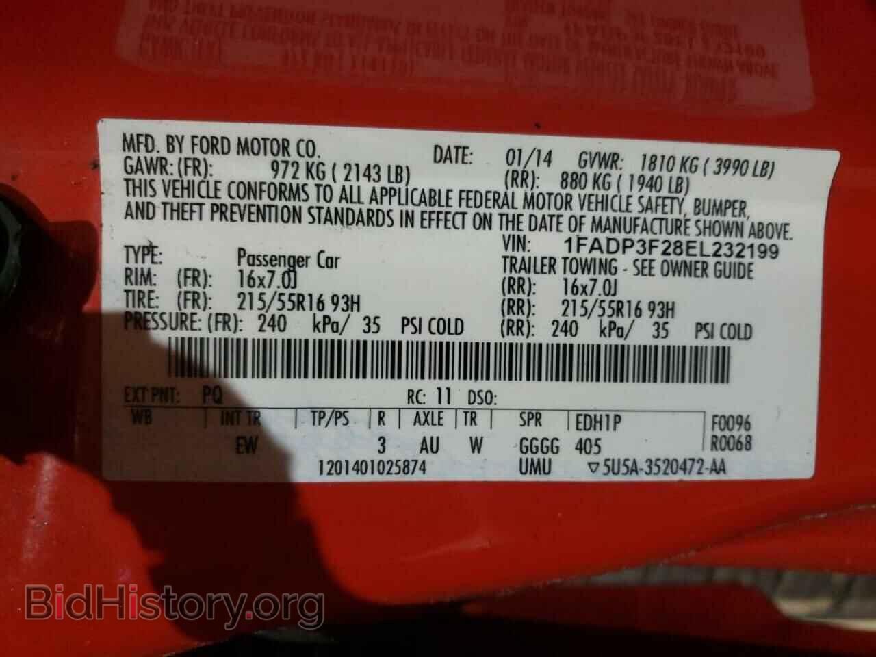 2014 FORD FOCUS - VIN: 1FADP3F28EL232199 - Фото 12