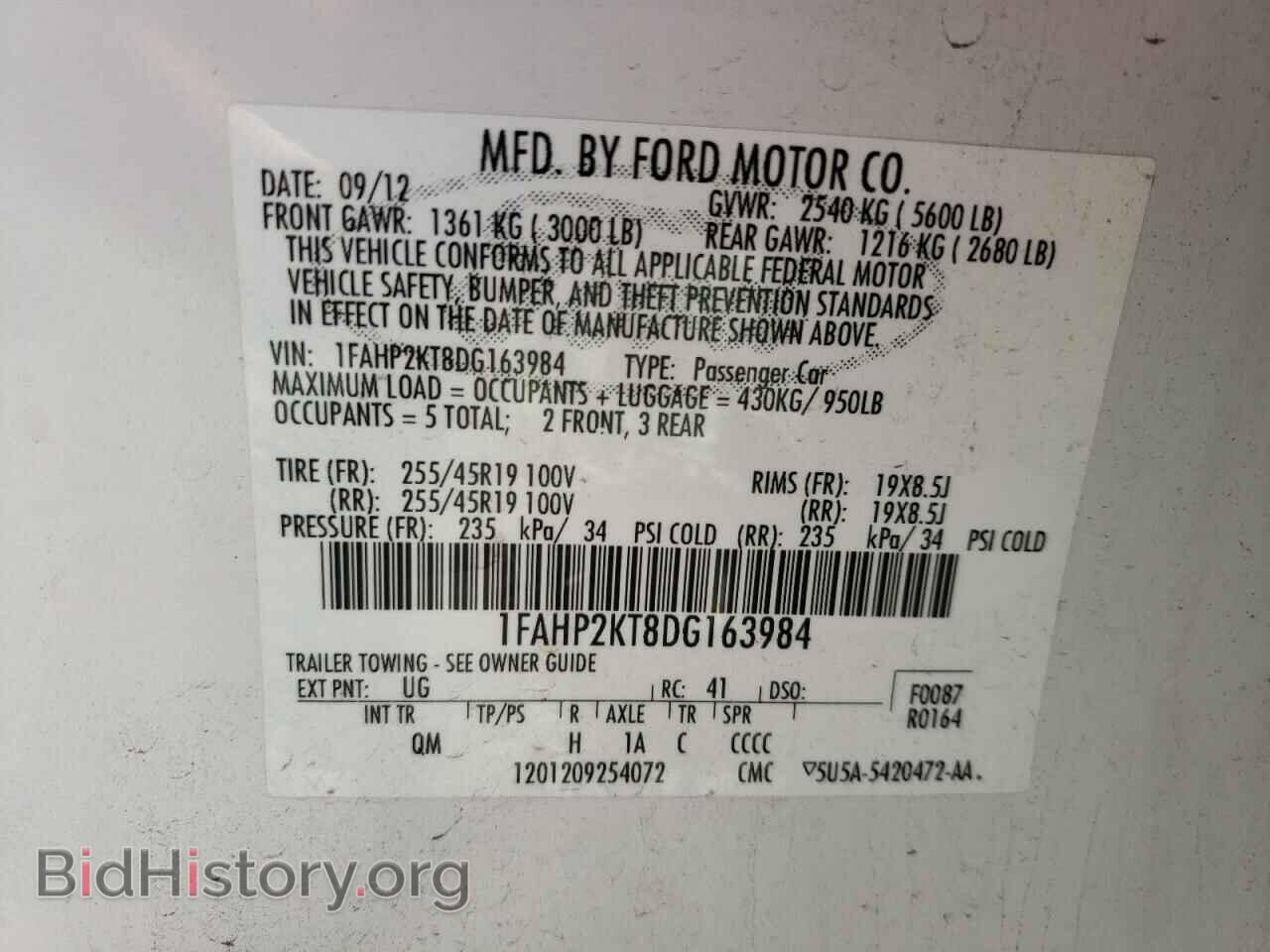 2013 FORD TAURUS - VIN: 1FAHP2KT8DG163984 - Photo 12