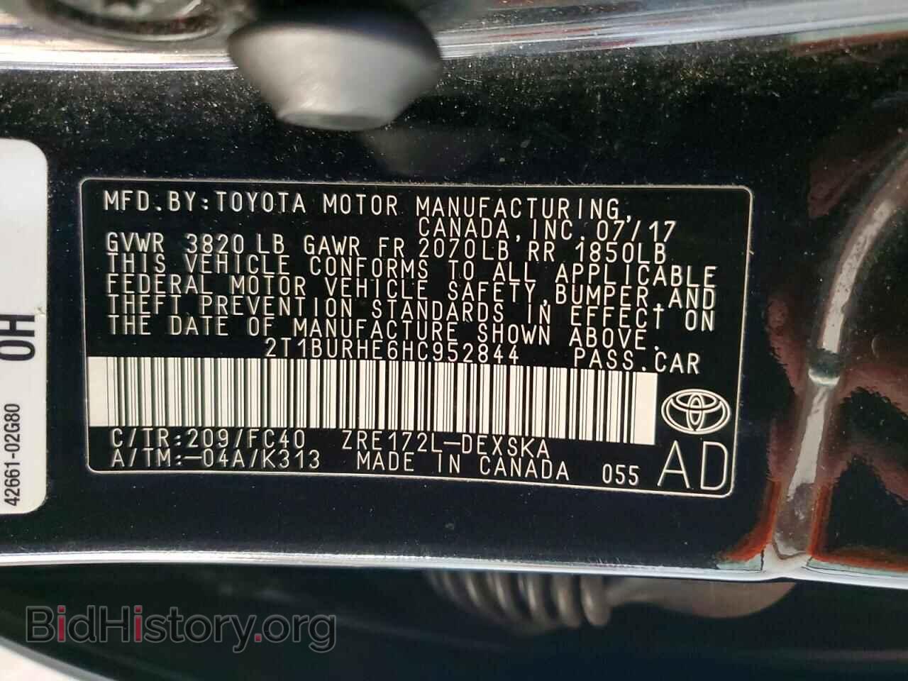 2017 TOYOTA COROLLA - VIN: 2T1BURHE6HC952844 - Фото 12