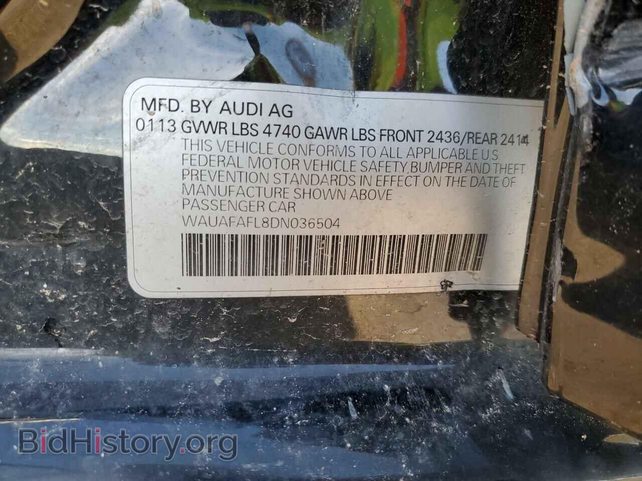 2013 AUDI A4 - VIN: WAUAFAFL8DN036504 - Фото 12
