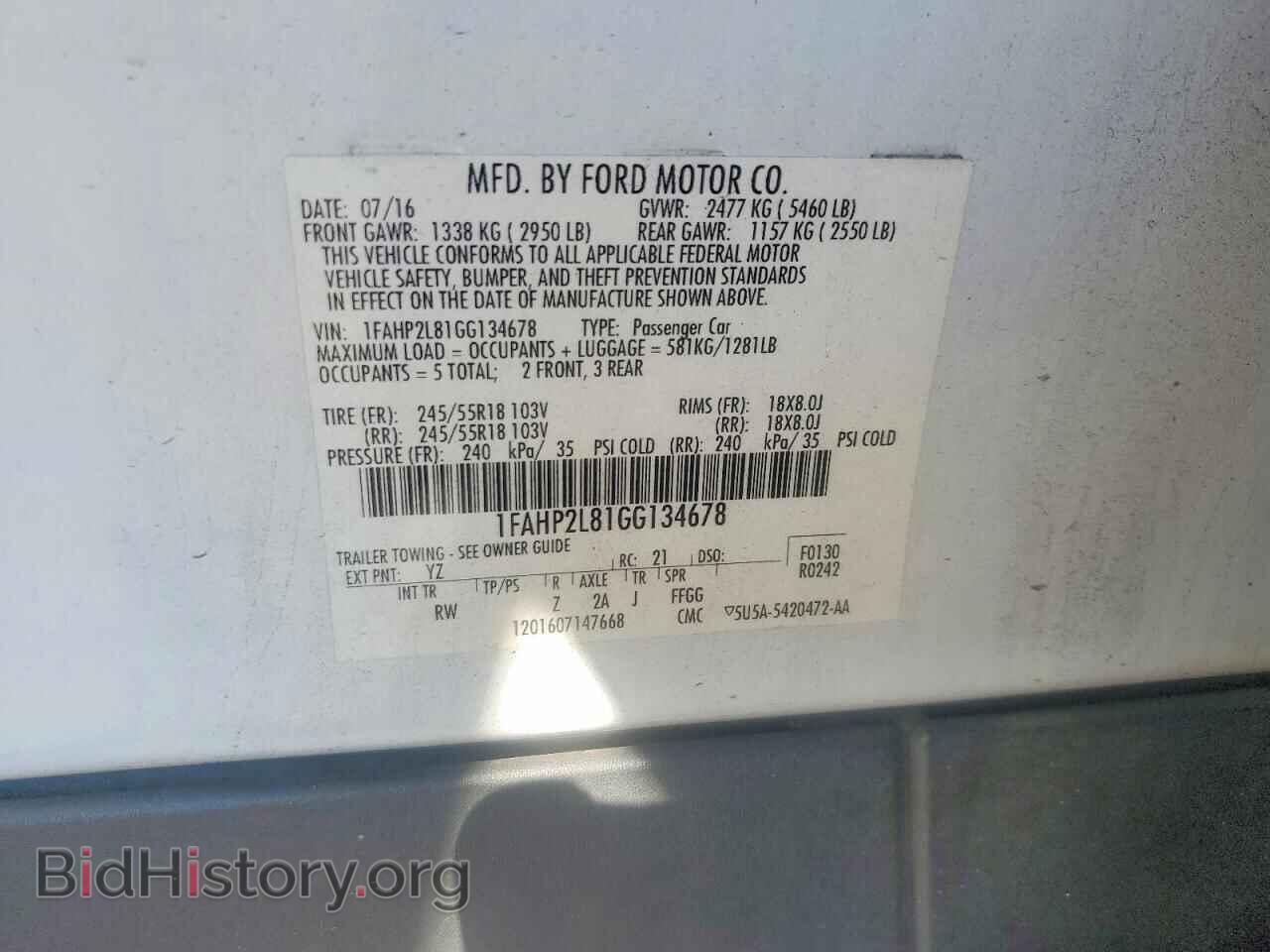 2016 FORD TAURUS - VIN: 1FAHP2L81GG134678 - Photo 12