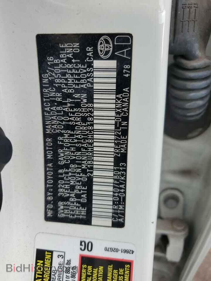 2017 TOYOTA COROLLA - VIN: 2T1BURHE8HC818238 - Фото 12