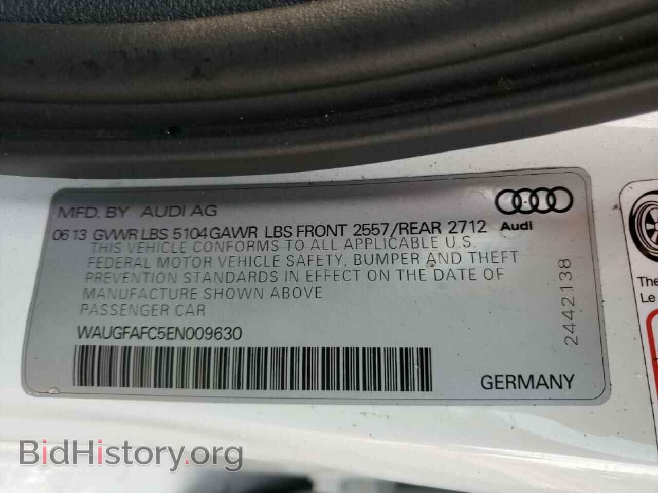 2014 AUDI A6 - VIN: WAUGFAFC5EN009630 - Фото 10