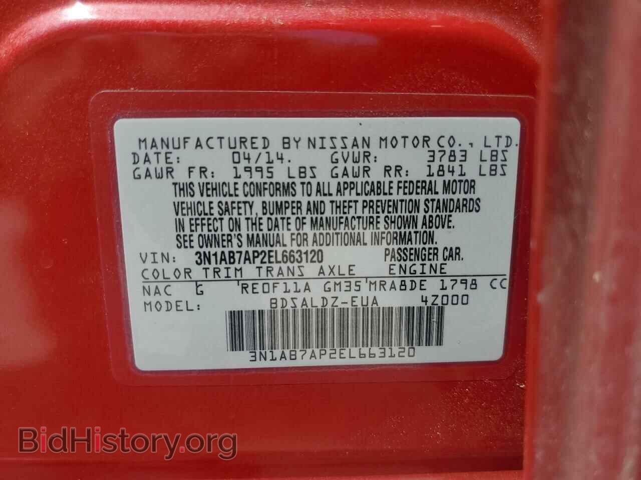 2014 NISSAN SENTRA - VIN: 3N1AB7AP2EL663120 - Фото 12