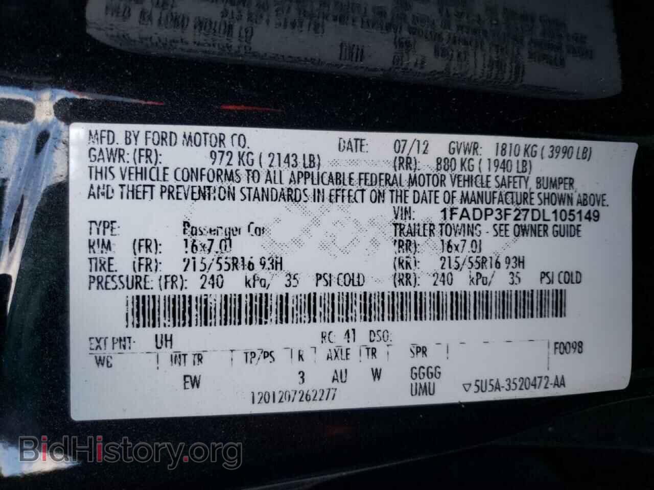 2013 FORD FOCUS - VIN: 1FADP3F27DL105149 - Фото 10