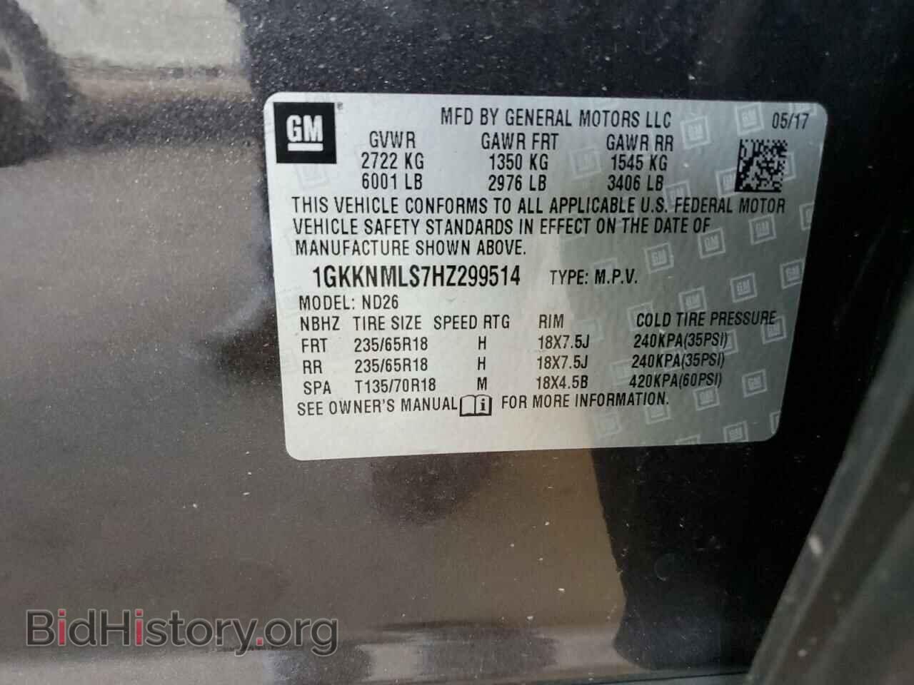 2017 GMC ACADIA - VIN: 1GKKNMLS7HZ299514 - Фото 14