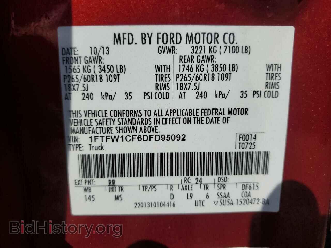 2013 FORD F-150 - VIN: 1FTFW1CF6DFD95092 - Photo 13
