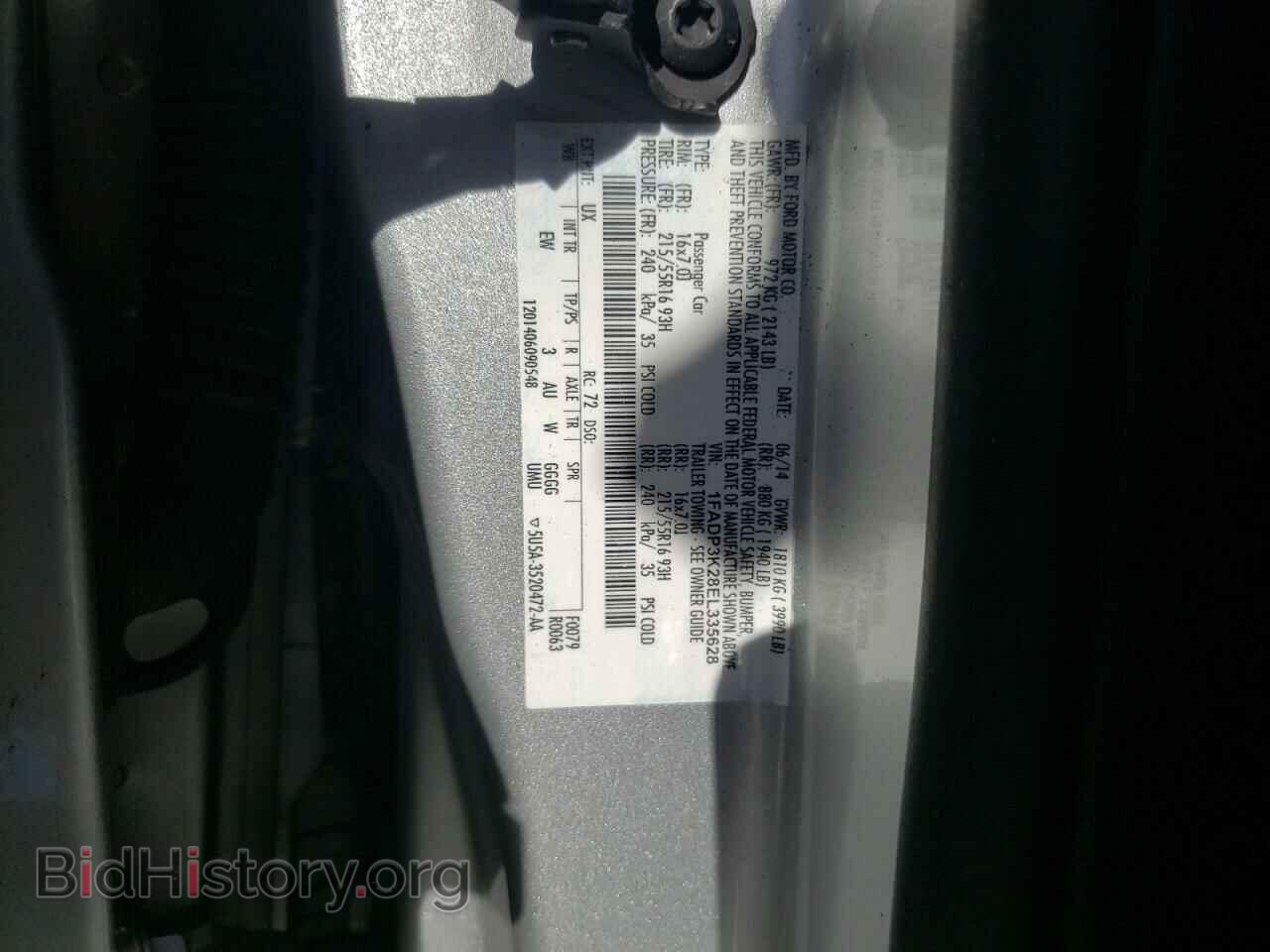 2014 FORD FOCUS - VIN: 1FADP3K28EL335628 - Фото 10