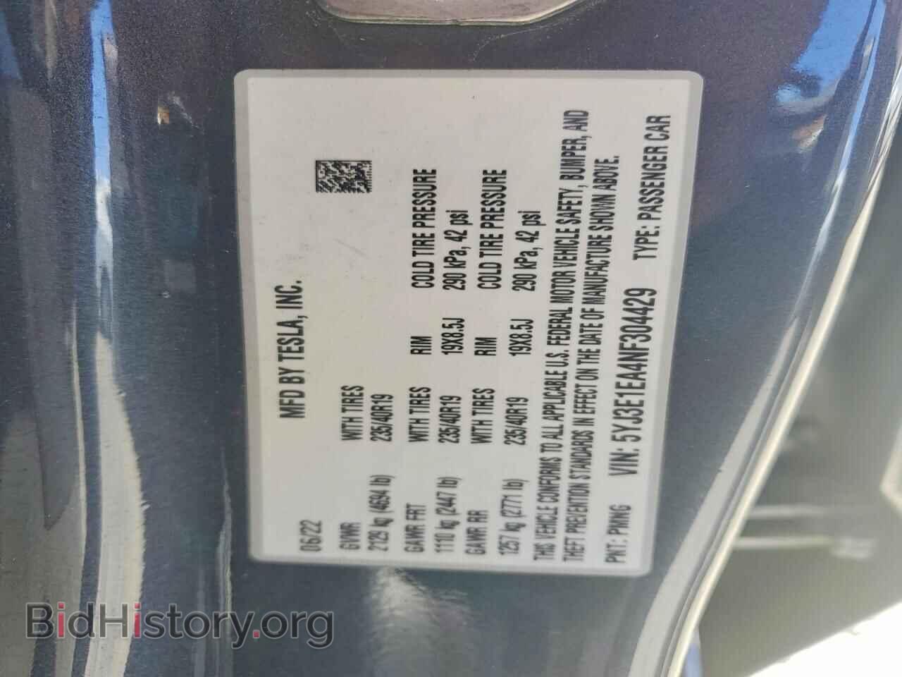 2022 TESLA MODEL 3 - VIN: 5YJ3E1EA4NF304429 - Photo 13