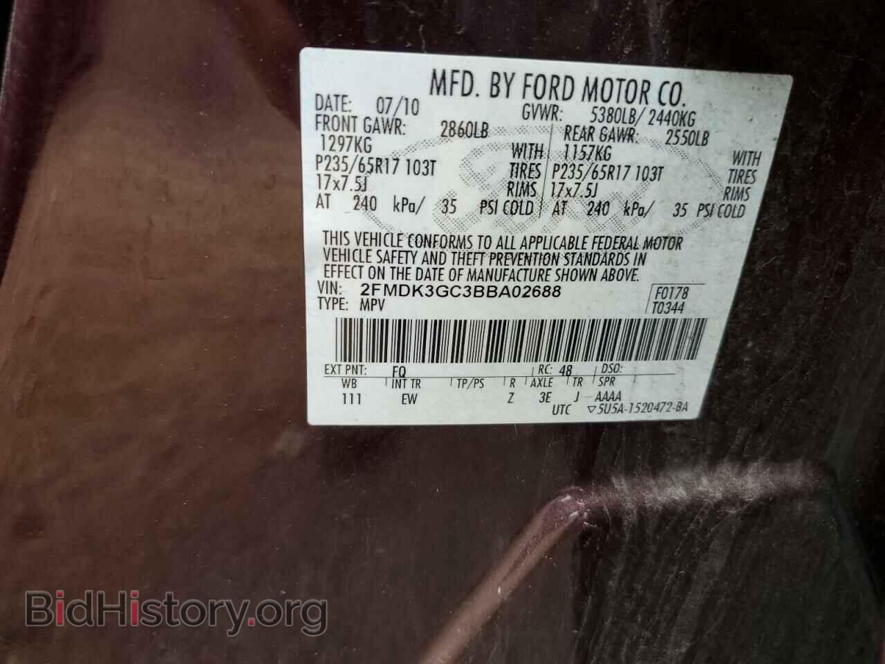 2011 FORD EDGE - VIN: 2FMDK3GC3BBA02688 - Фото 13