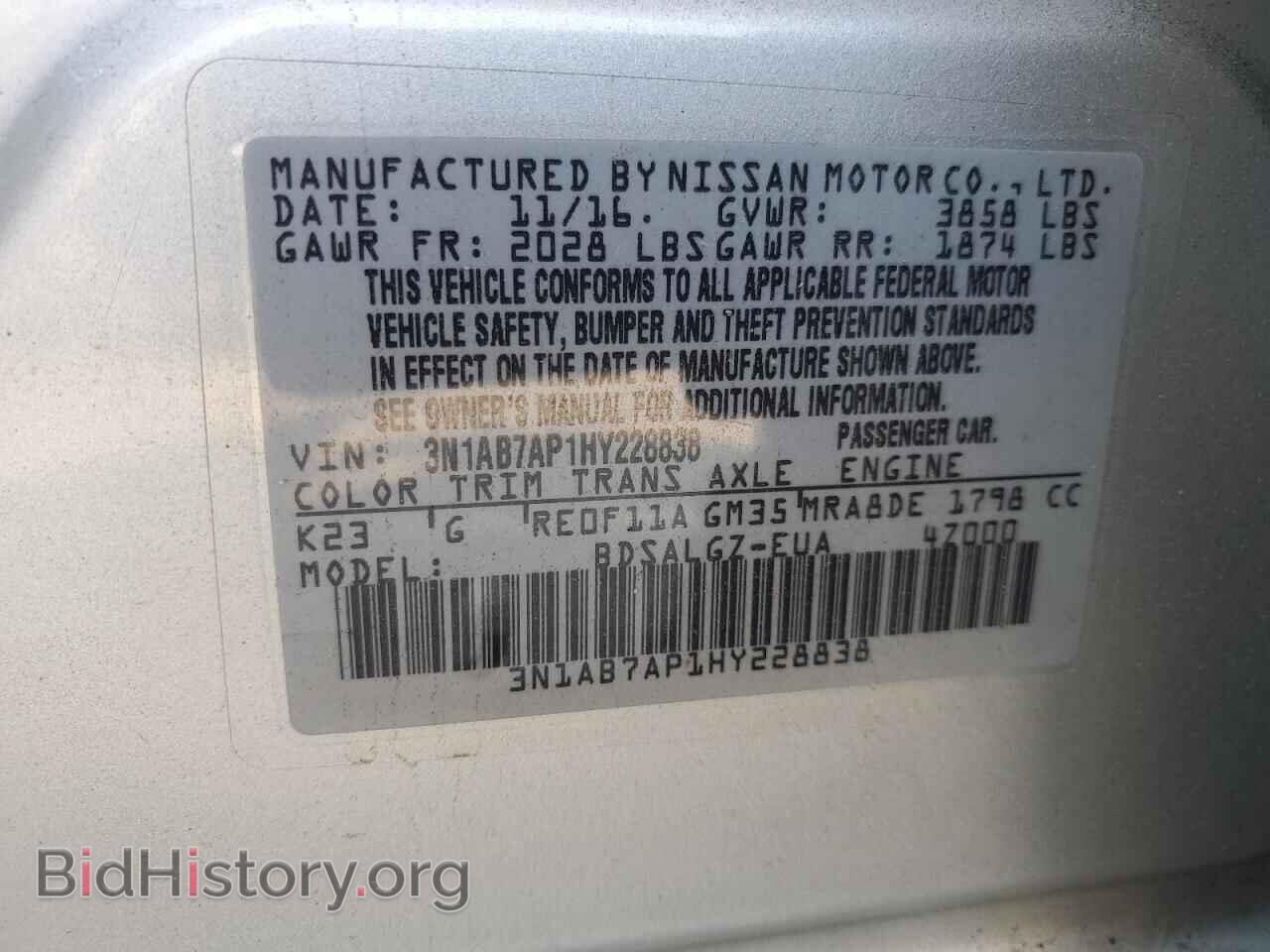 2017 NISSAN SENTRA - VIN: 3N1AB7AP1HY228838 - Фото 13