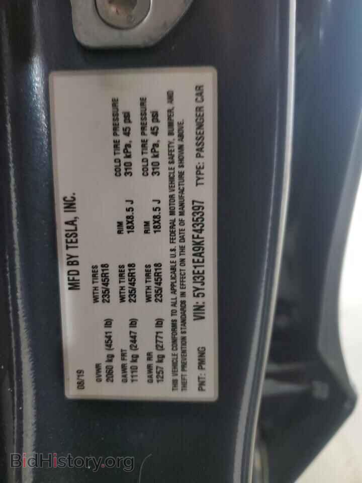 2019 TESLA MODEL 3 - VIN: 5YJ3E1EA9KF435397 - Фото 12