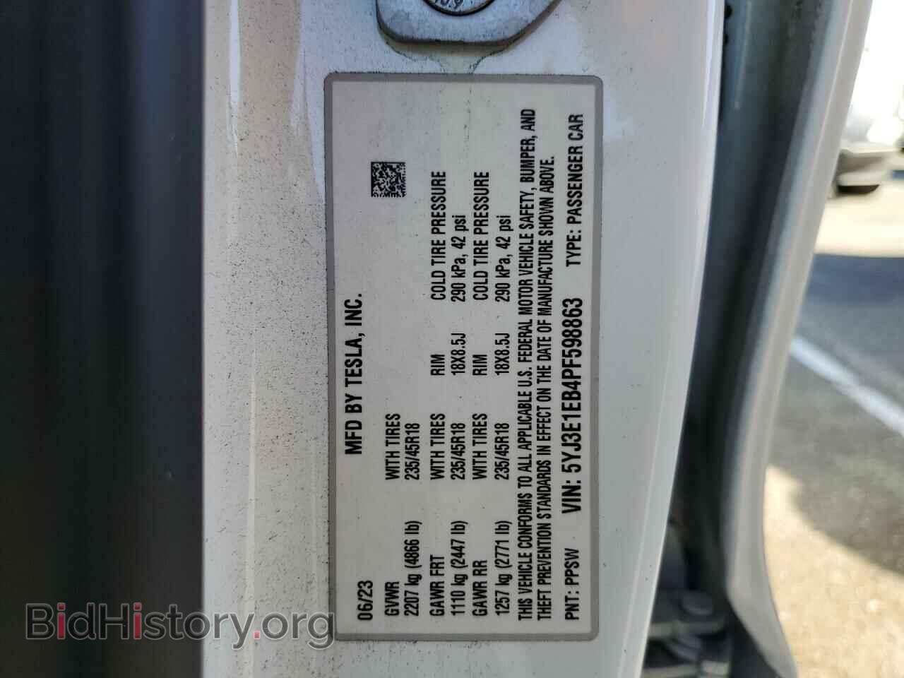 2023 TESLA MODEL 3 - VIN: 5YJ3E1EB4PF598863 - Фото 13