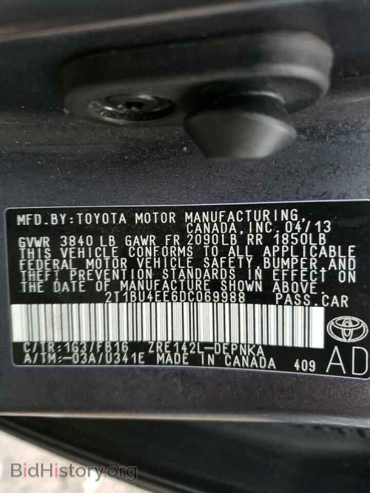 2013 TOYOTA COROLLA - VIN: 2T1BU4EE6DC069988 - Фото 10