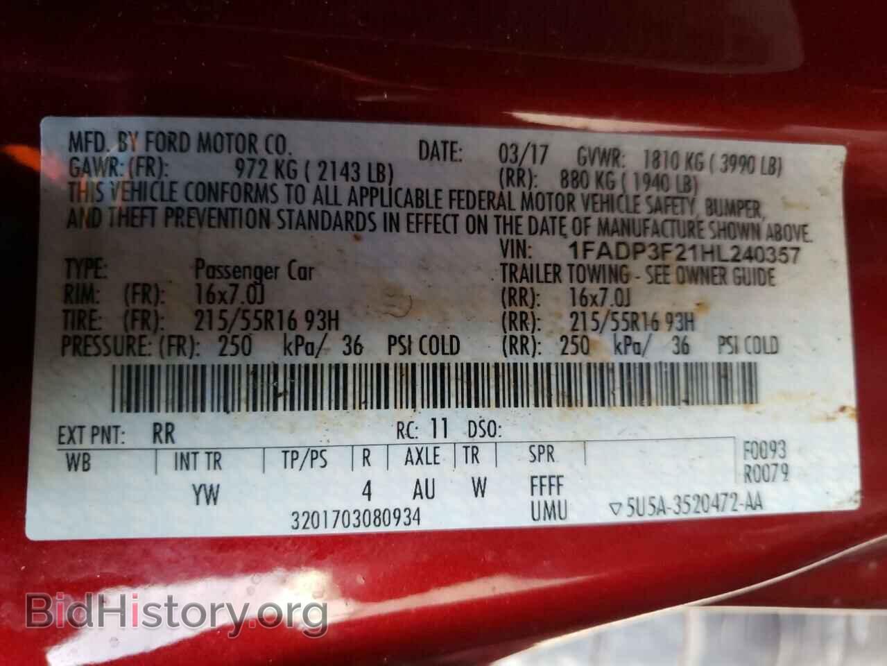 2017 FORD FOCUS - VIN: 1FADP3F21HL240357 - Фото 10