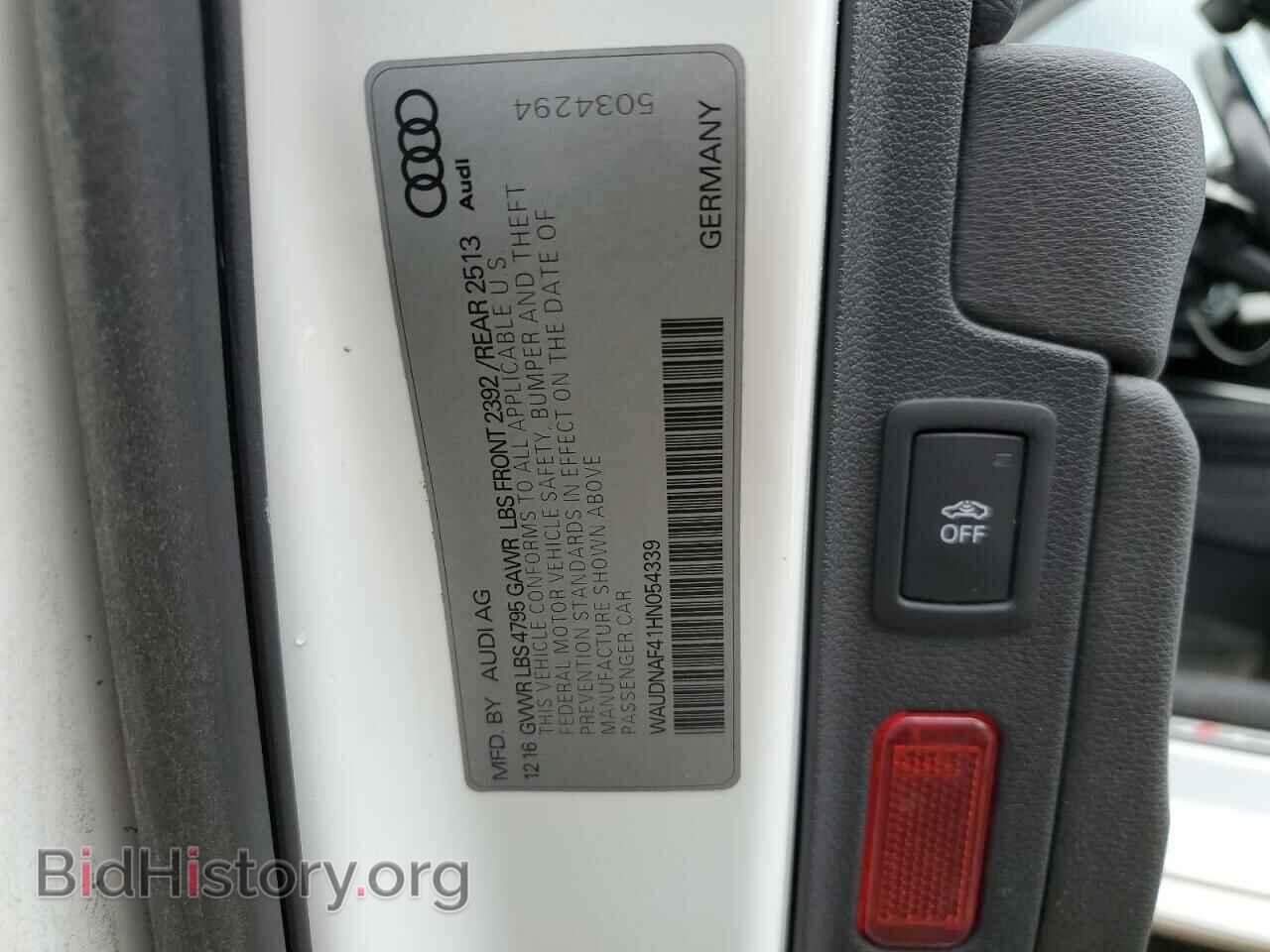 2017 AUDI A4 - VIN: WAUDNAF41HN054339 - Фото 12