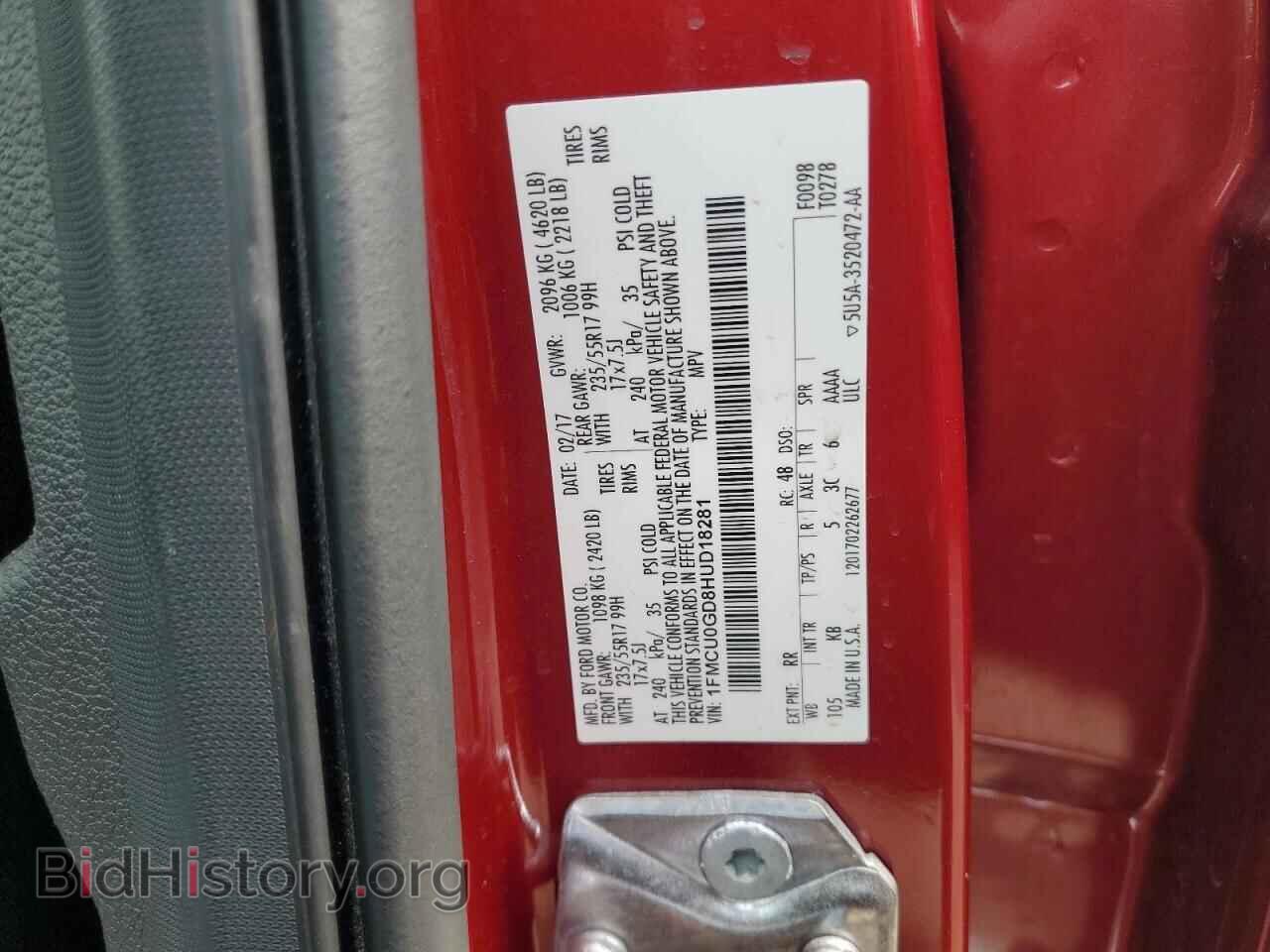 2017 FORD ESCAPE - VIN: 1FMCU0GD8HUD18281 - Фото 14