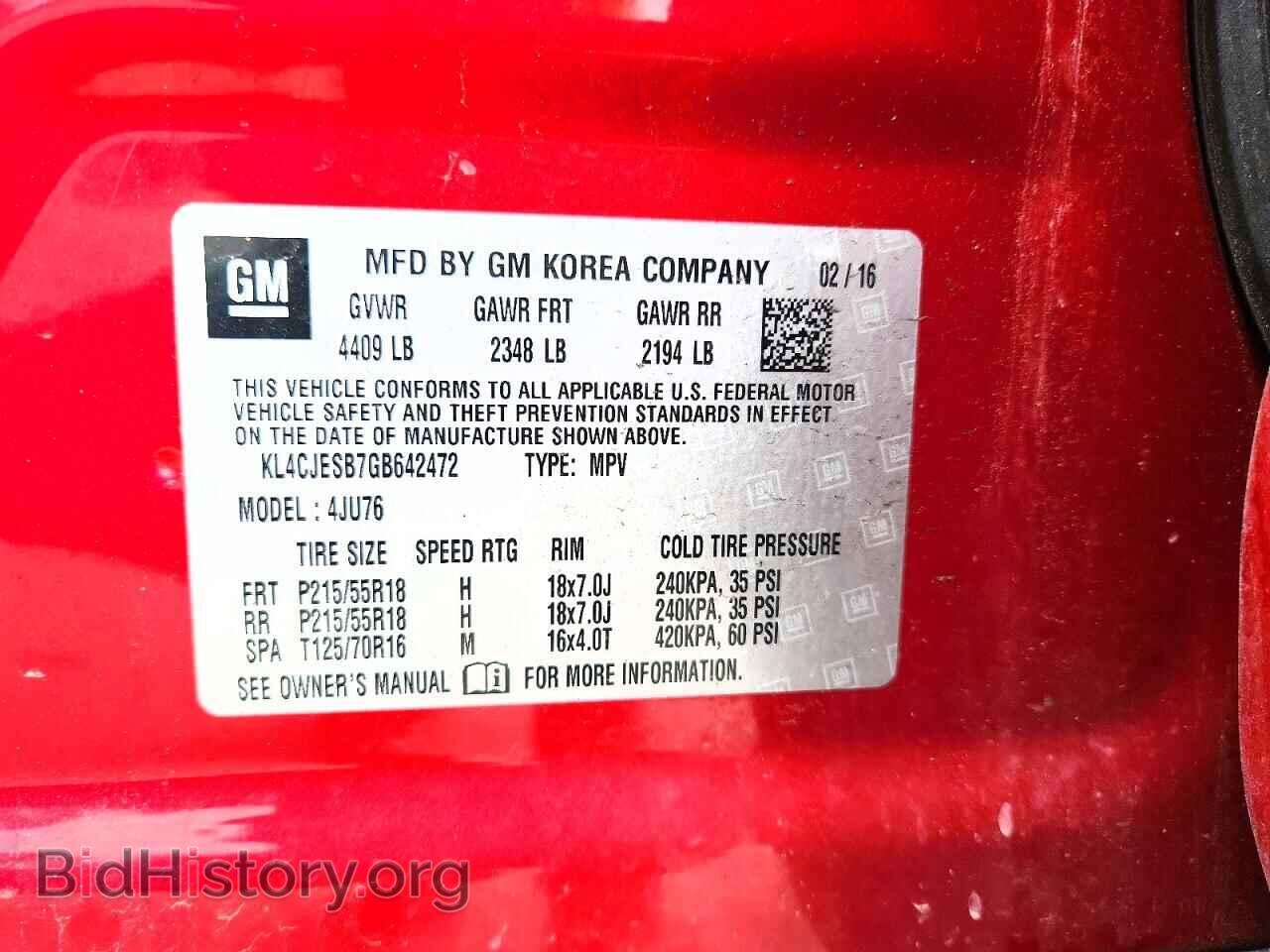 2016 BUICK ENCORE - VIN: KL4CJESB7GB642472 - Photo 13