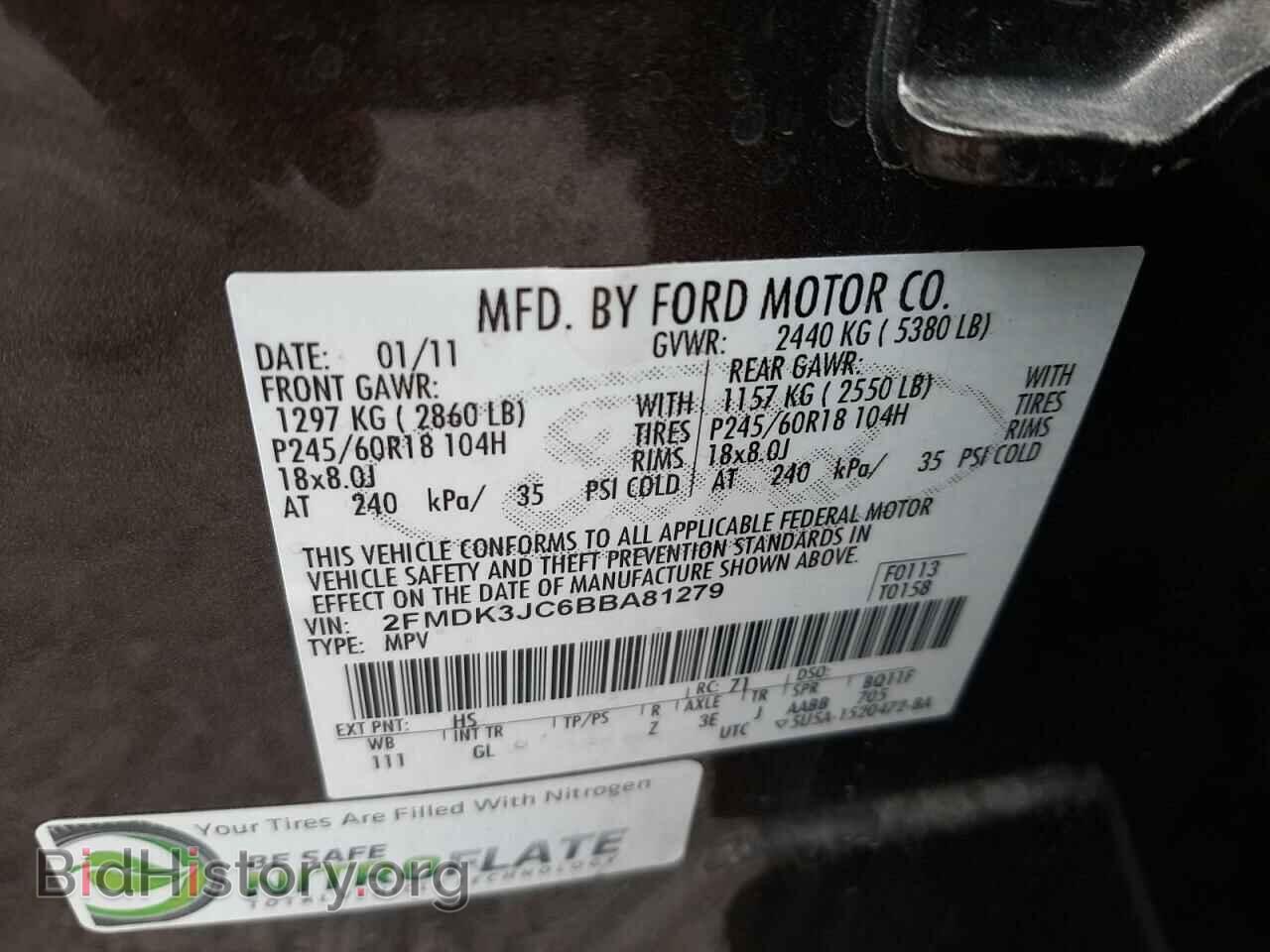 2011 FORD EDGE - VIN: 2FMDK3JC6BBA81279 - Фото 10