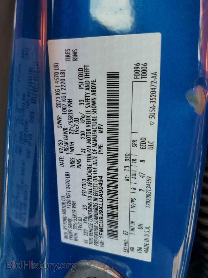 2020 FORD ESCAPE - VIN: 1FMCU9J9XLUA90494 - Photo 14