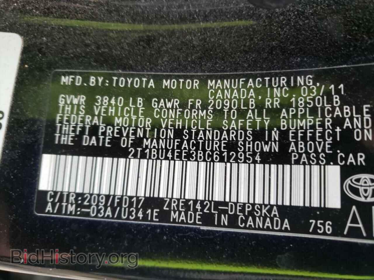 2011 TOYOTA COROLLA - VIN: 2T1BU4EE3BC612954 - Фото 10