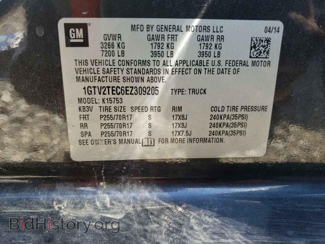 2014 GMC SIERRA - VIN: 1GTV2TEC6EZ309205 - Фото 10