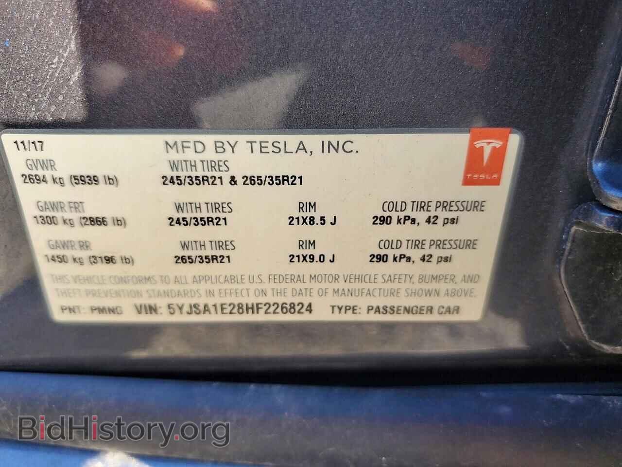 2017 TESLA MODEL S - VIN: 5YJSA1E28HF226824 - Фото 13