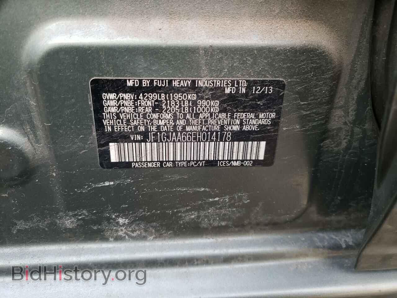 2014 SUBARU IMPREZA - VIN: JF1GJAA66EH014178 - Фото 10