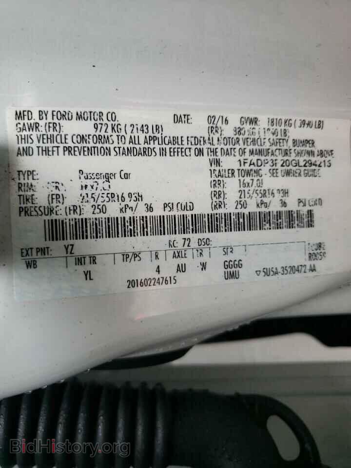 2016 FORD FOCUS - VIN: 1FADP3F20GL294215 - Фото 10