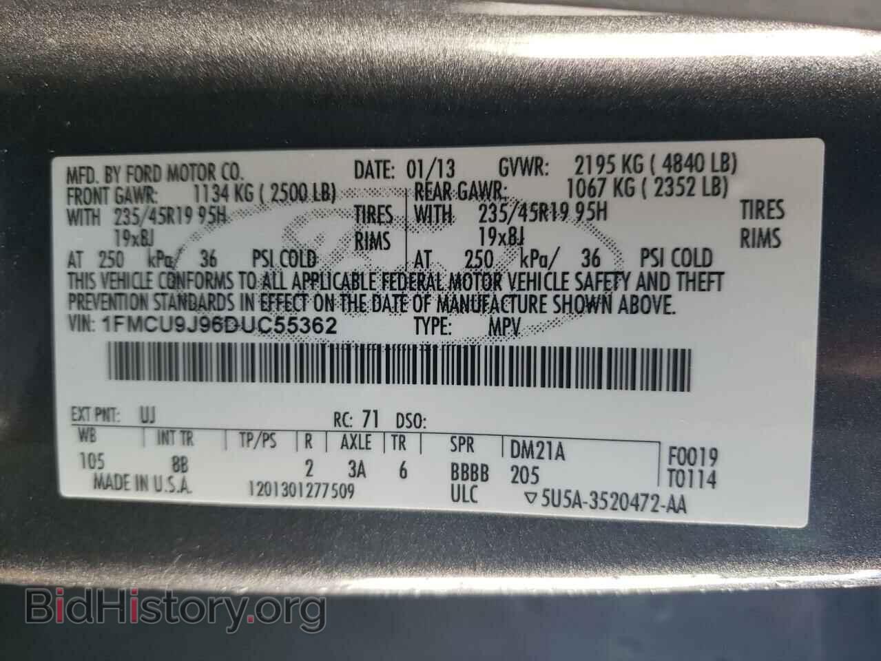 2013 FORD ESCAPE - VIN: 1FMCU9J96DUC55362 - Фото 13