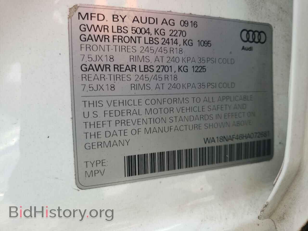 2017 AUDI A4 - VIN: WA18NAF46HA072681 - Photo 12