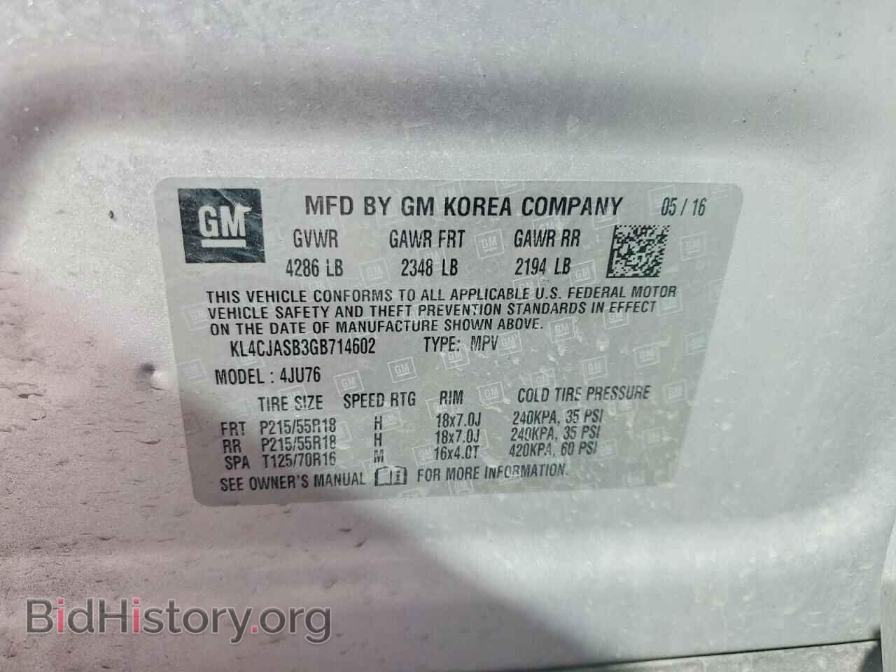 2016 BUICK ENCORE - VIN: KL4CJASB3GB714602 - Photo 14