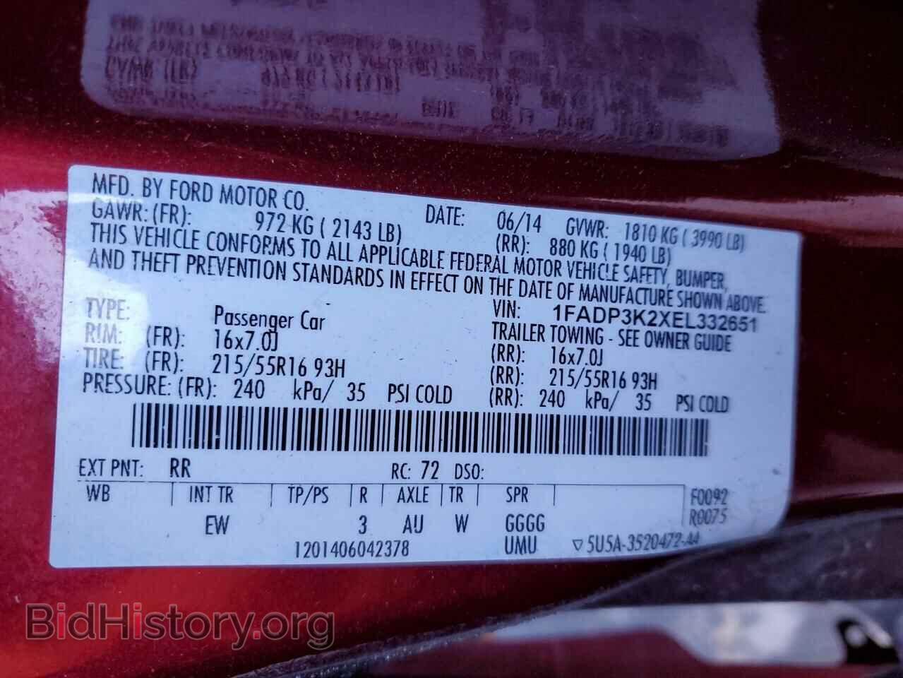 2014 FORD FOCUS - VIN: 1FADP3K2XEL332651 - Фото 13