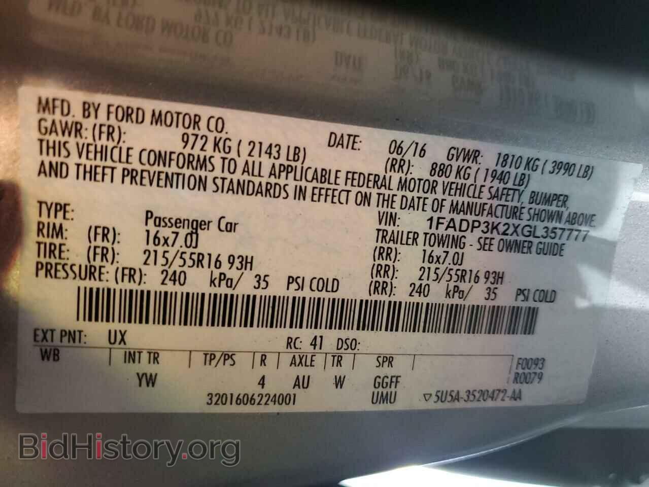 2016 FORD FOCUS - VIN: 1FADP3K2XGL357777 - Фото 12