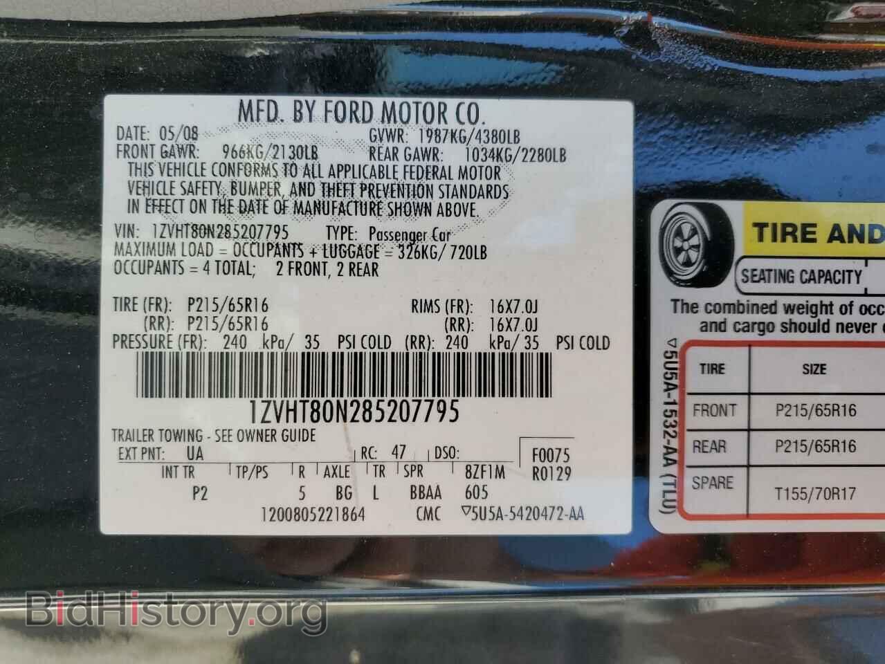 2008 FORD ALL Models - VIN: 1ZVHT80N285207795 - Фото 13