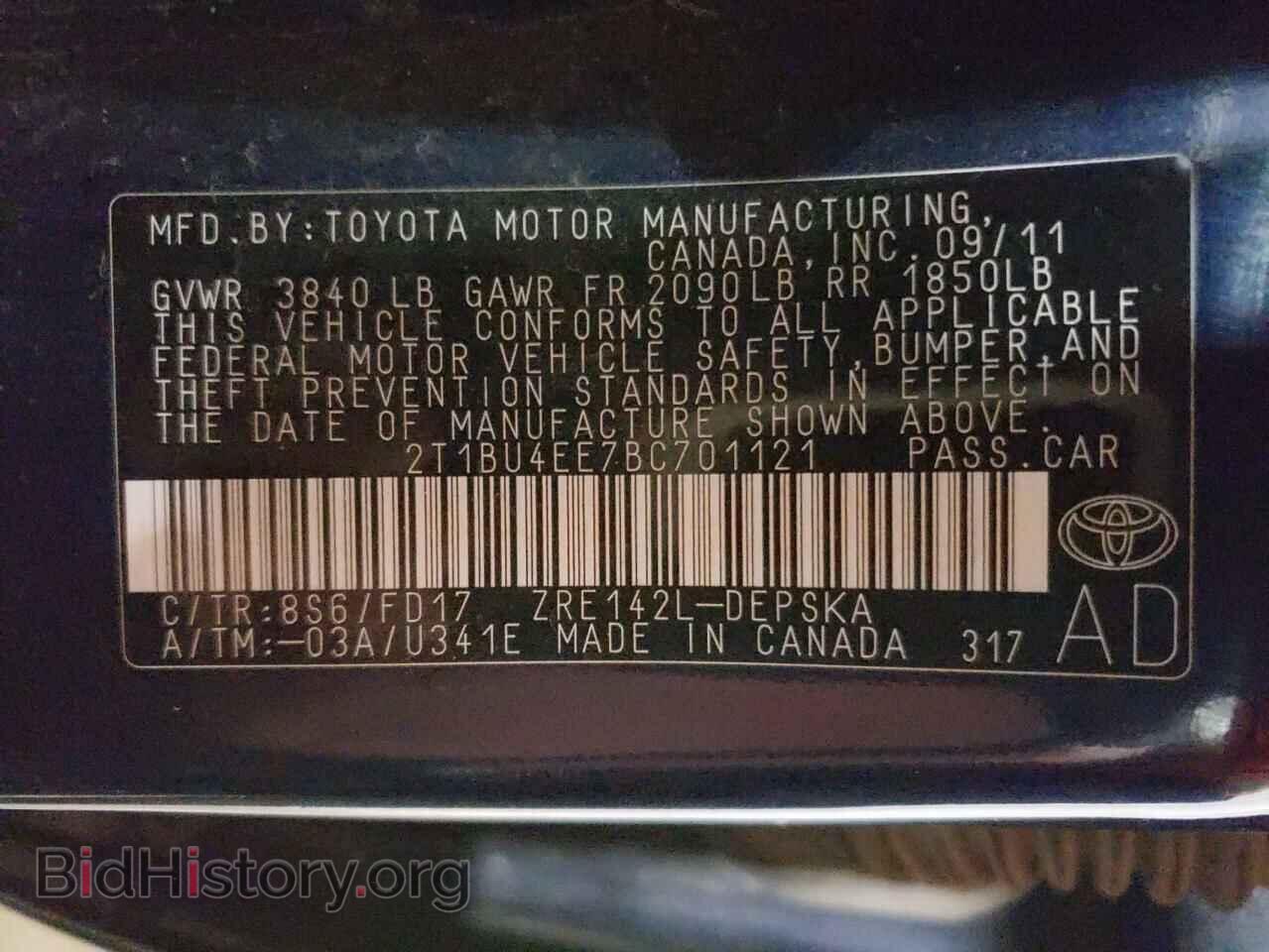 2011 TOYOTA COROLLA - VIN: 2T1BU4EE7BC701121 - Фото 12