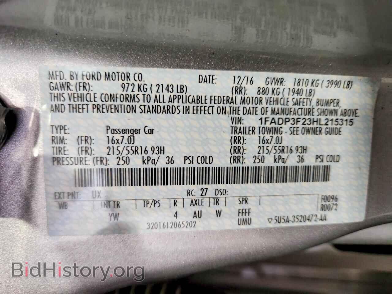 2017 FORD FOCUS - VIN: 1FADP3F23HL215315 - Фото 12
