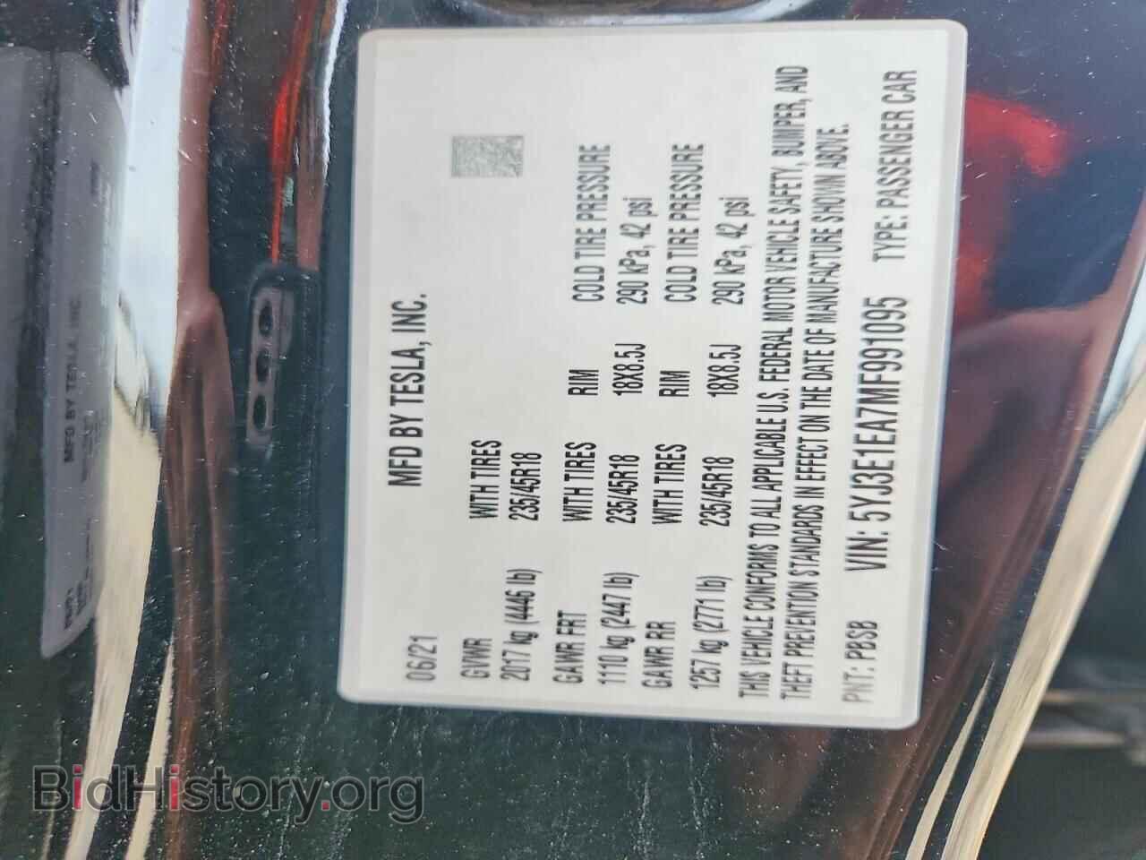 2021 TESLA MODEL 3 - VIN: 5YJ3E1EA7MF991095 - Photo 12