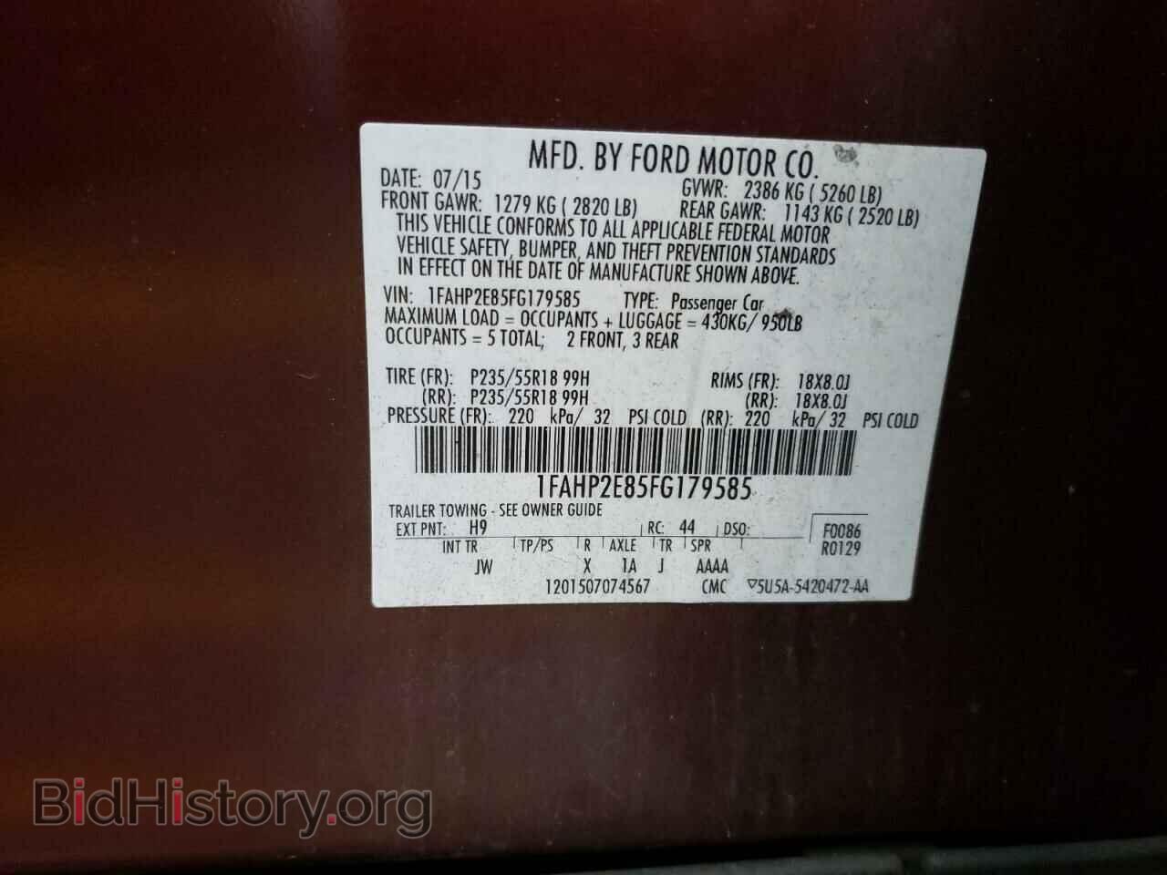 2015 FORD TAURUS - VIN: 1FAHP2E85FG179585 - Фото 10