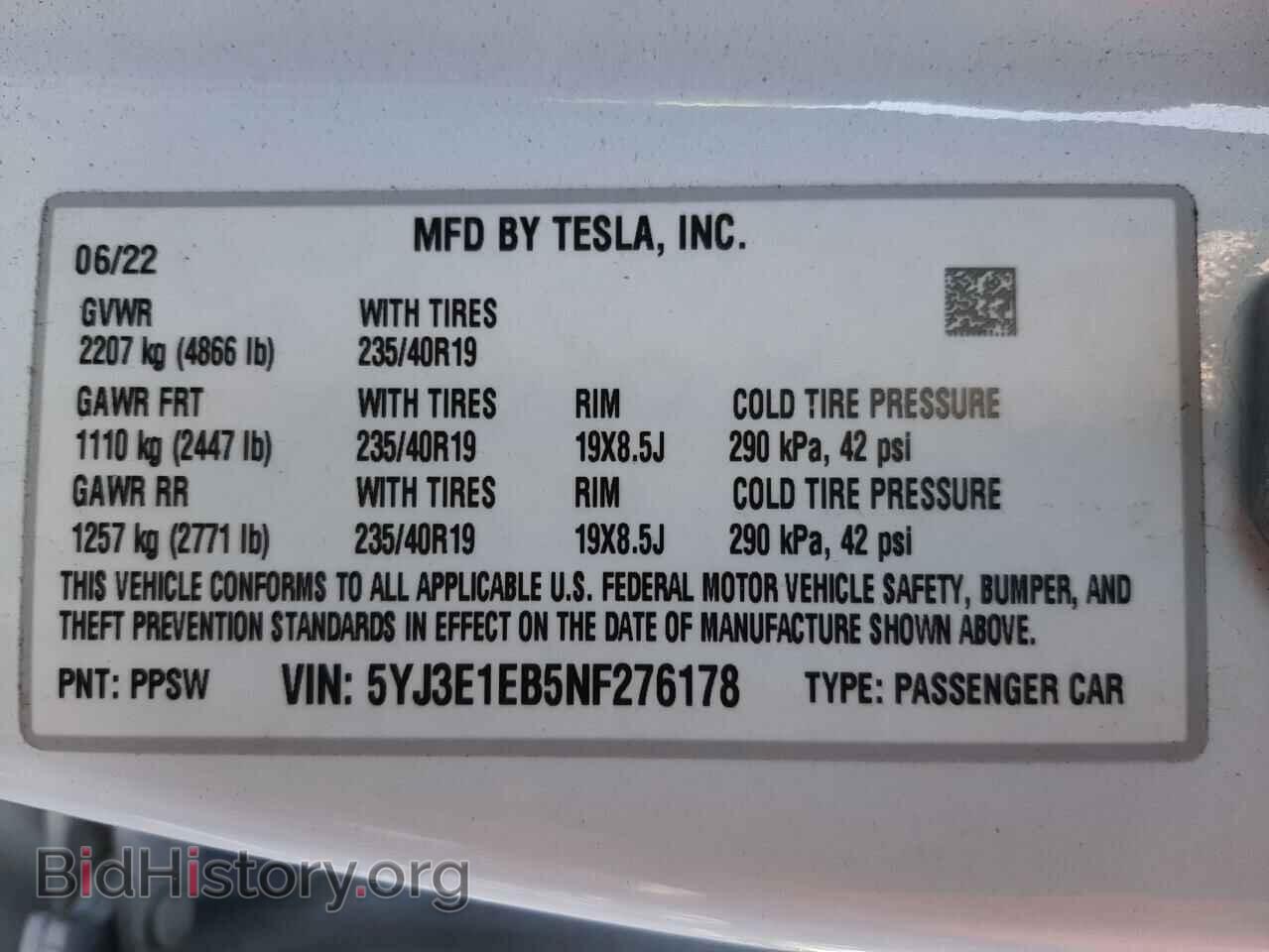 2022 TESLA MODEL 3 - VIN: 5YJ3E1EB5NF276178 - Фото 13