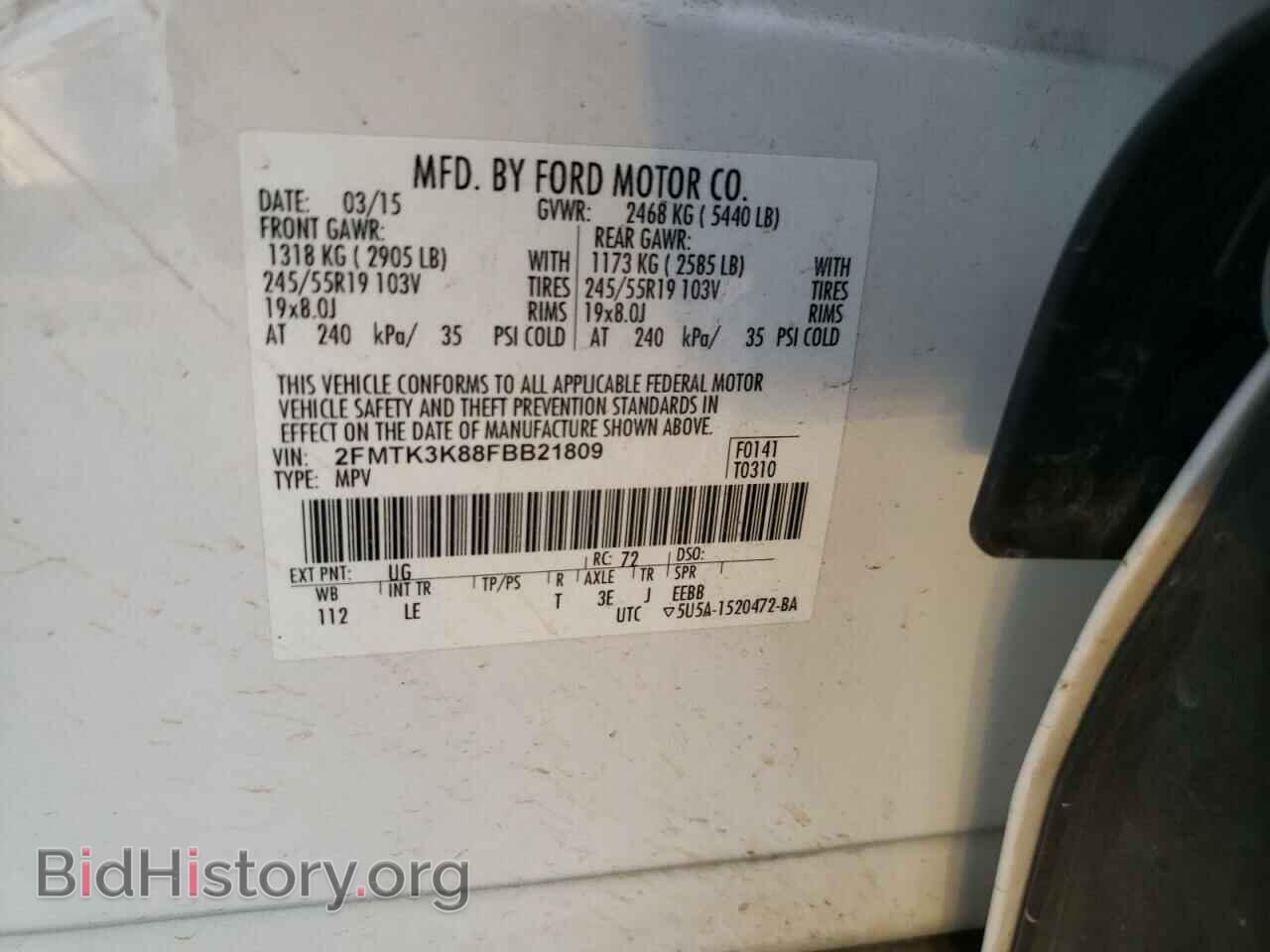 2015 FORD EDGE - VIN: 2FMTK3K88FBB21809 - Photo 10