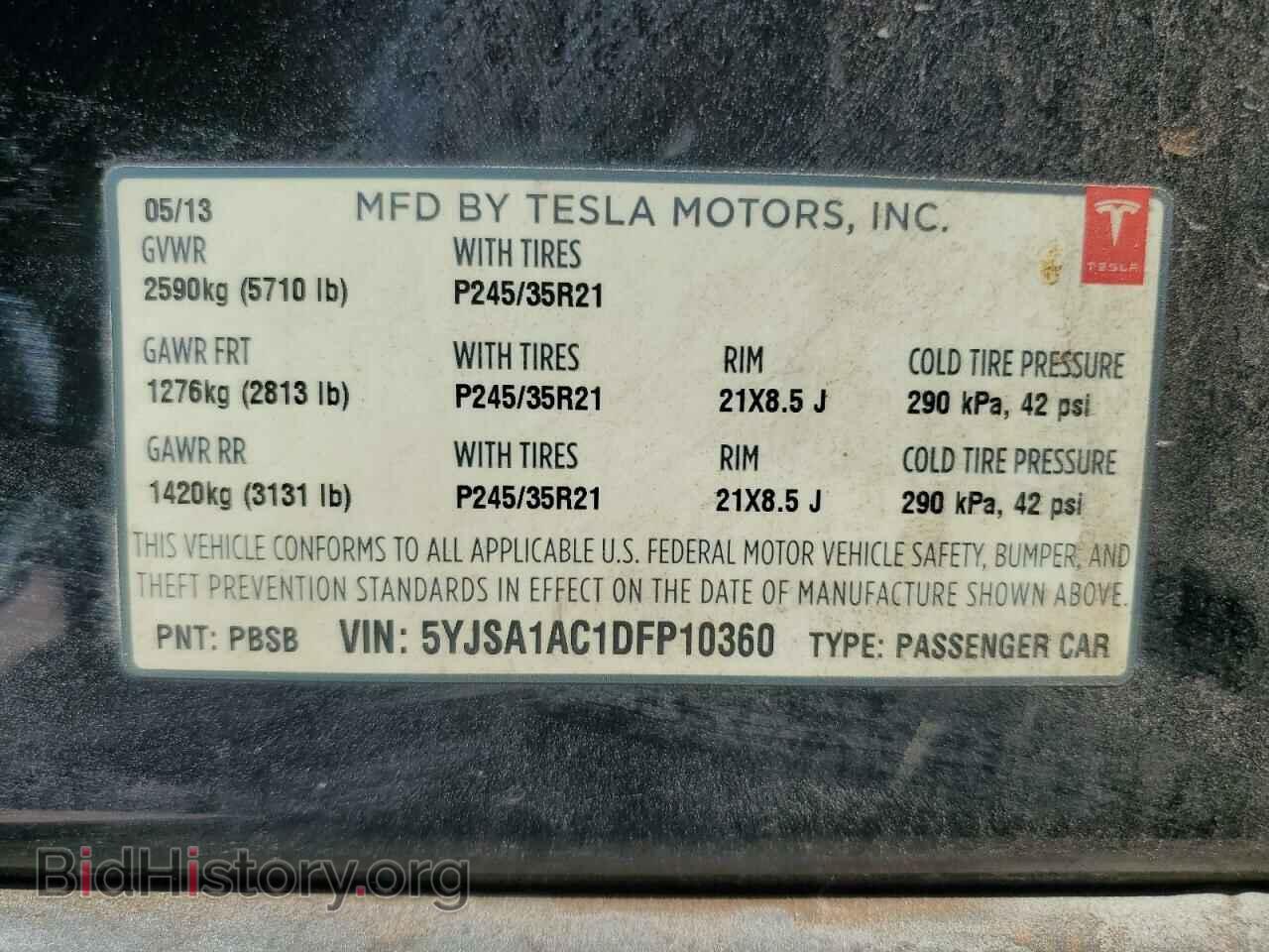 2013 TESLA MODEL S - VIN: 5YJSA1AC1DFP10360 - Фото 12