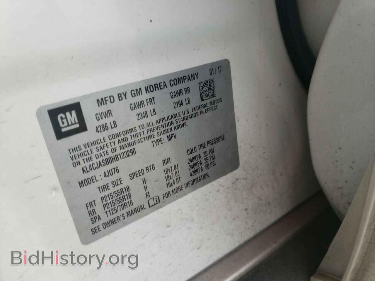 2017 BUICK ENCORE - VIN: KL4CJASB0HB123290 - Фото 10