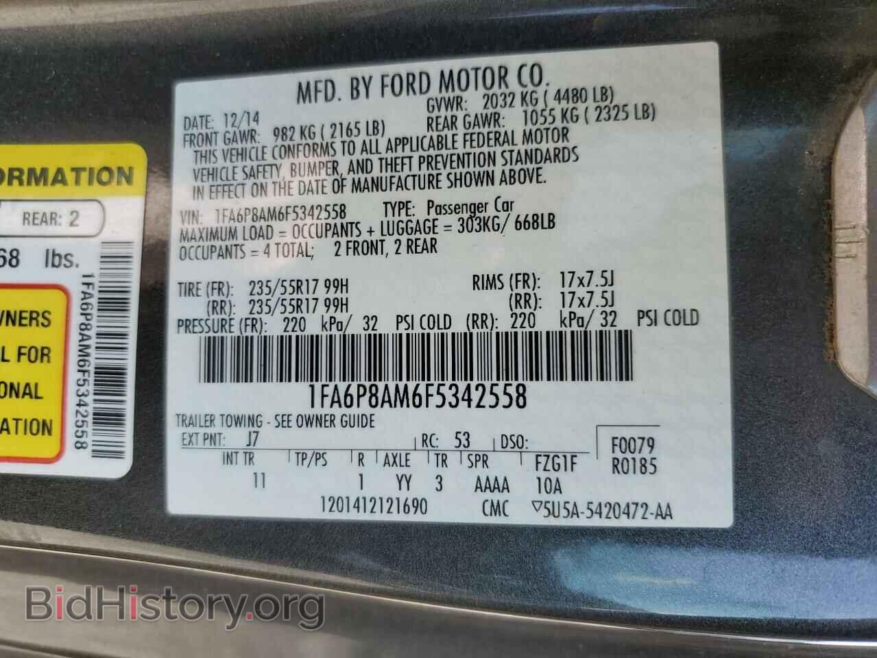 2015 FORD ALL Models - VIN: 1FA6P8AM6F5342558 - Фото 13