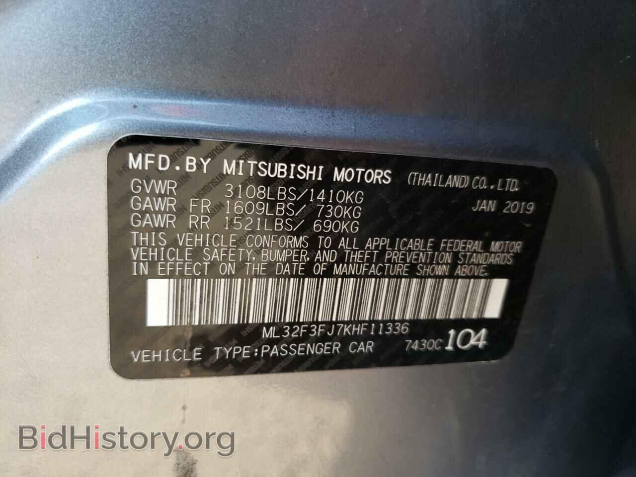2019 MITSUBISHI MIRAGE - VIN: ML32F3FJ7KHF11336 - Фото 10