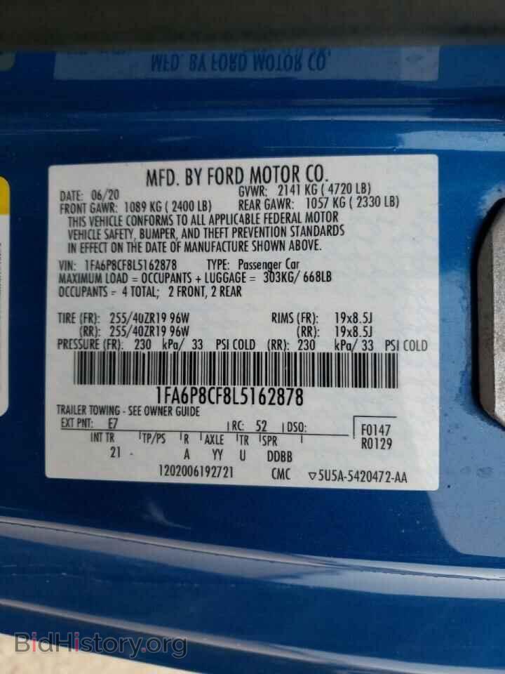2020 FORD MUSTANG - VIN: 1FA6P8CF8L5162878 - Фото 10